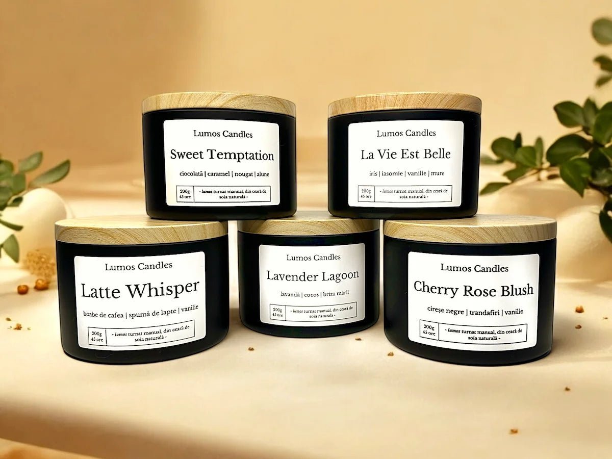 3 lumanari parfumate la alegere - Set Triple Treat - 200g per lumanare - Lumos Candles