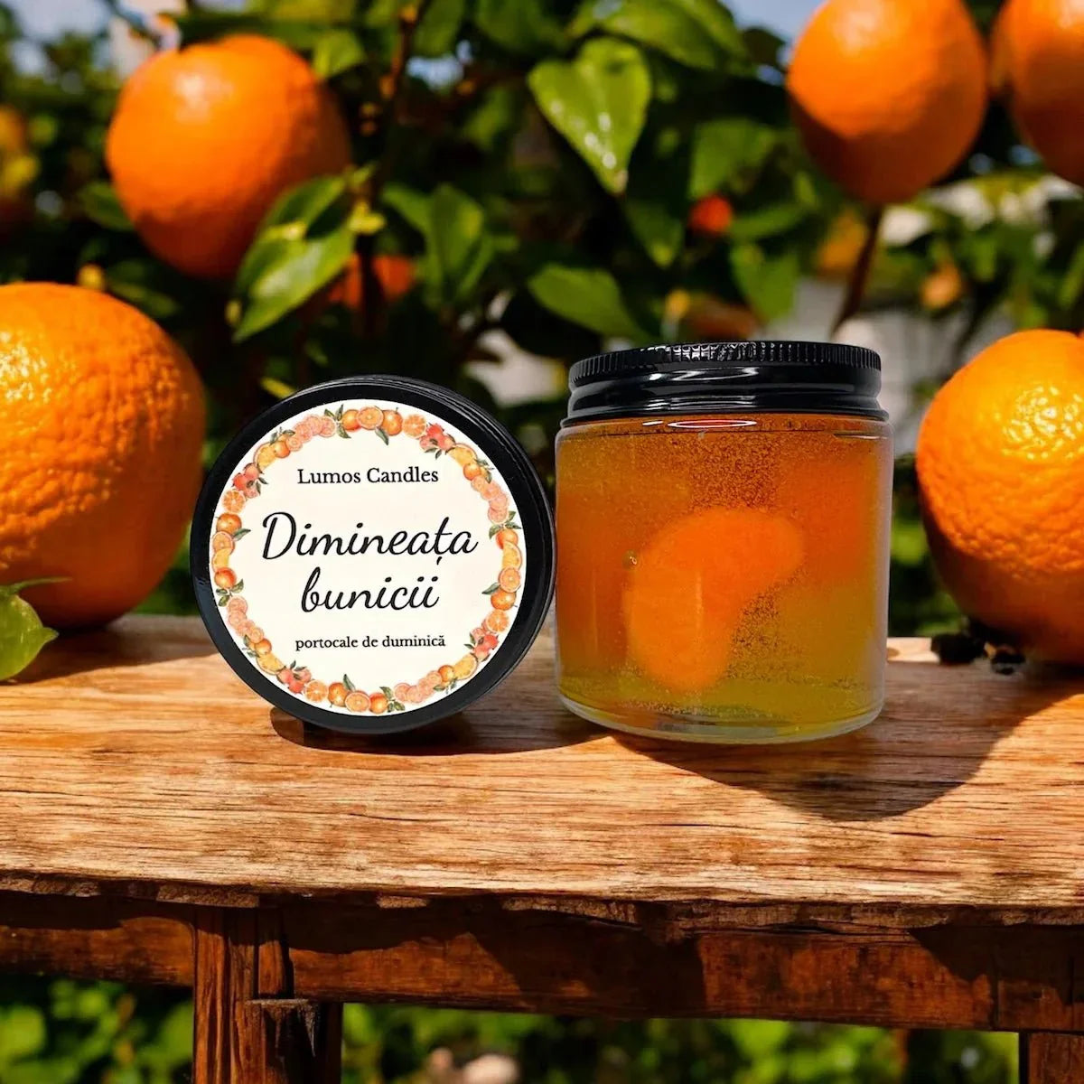 Dimineața Bunicii - Lumânare parfumată handmade naturală cu aromă de portocale 120g - Lumos Candles România