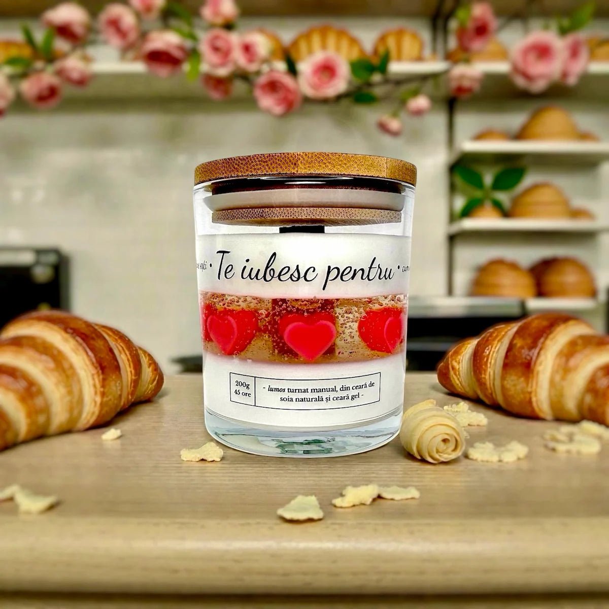 Lumanare parfumata de Valentine’s Day - Te Iubesc Pentru.. - 200g - Lumos Candles